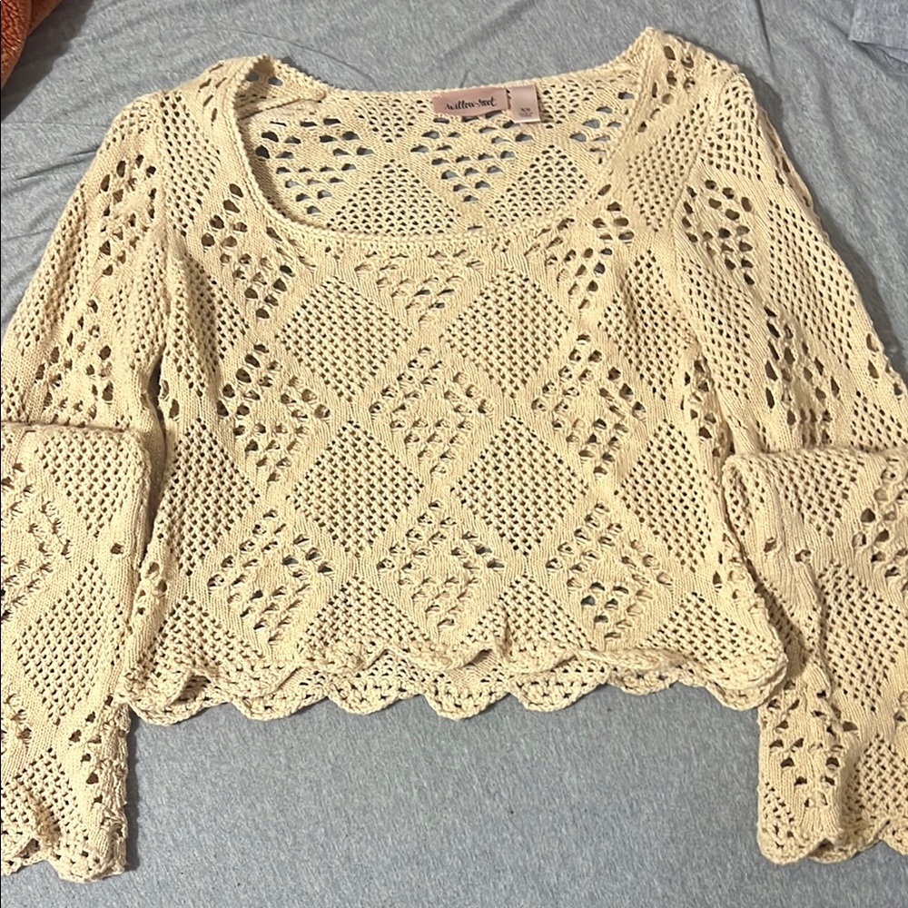 Urban Outfitters Cream Crochet Crop Top